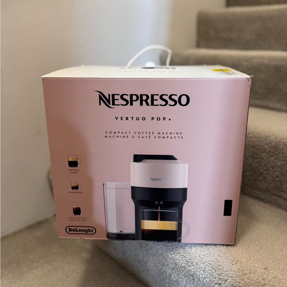 New in box Nespresso Vertuo Pop+ in beige and black